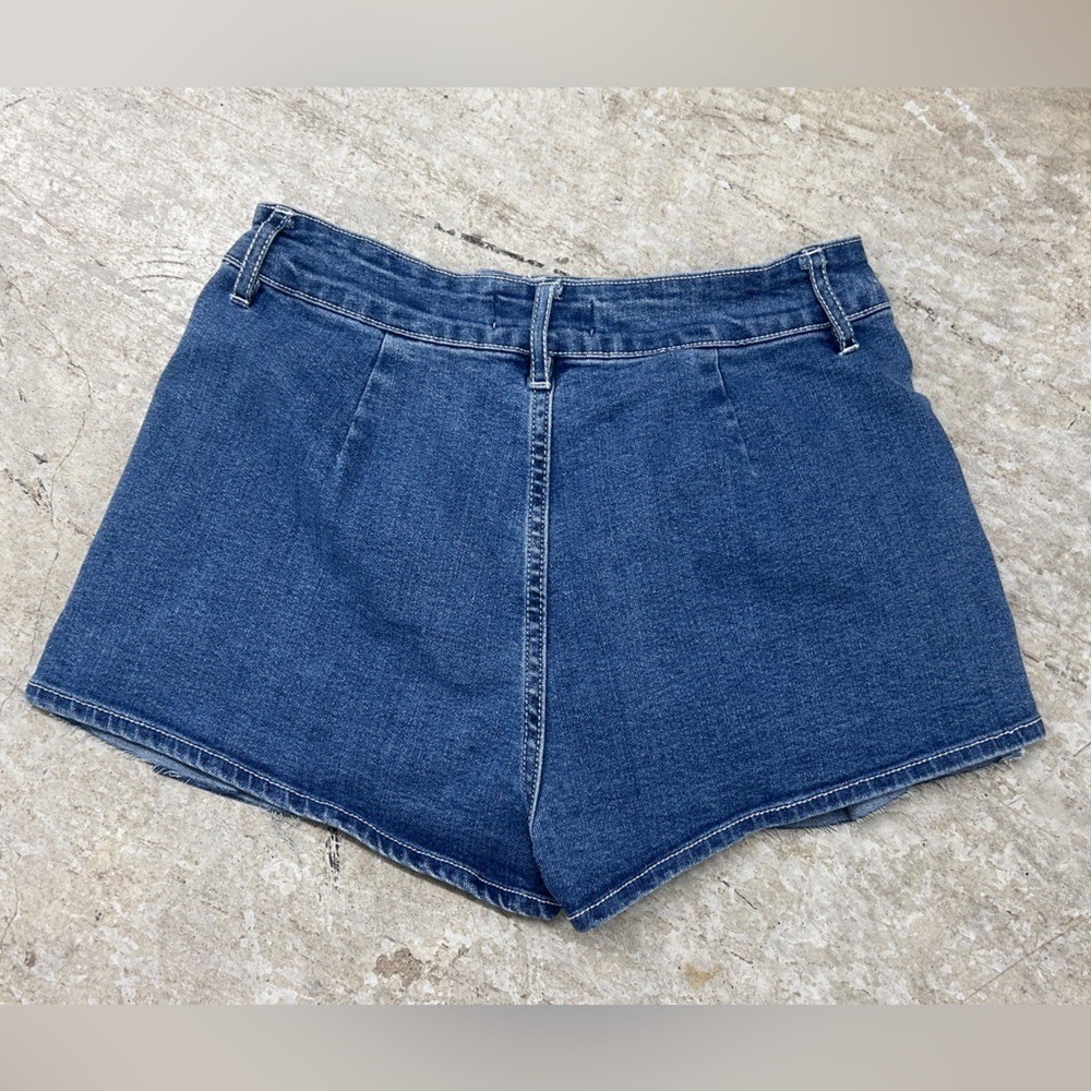 Denim Blue Pleated Skort Mini Skirt Shorts SMALL Summer Festival Rodeo - Picture 2 of 6
